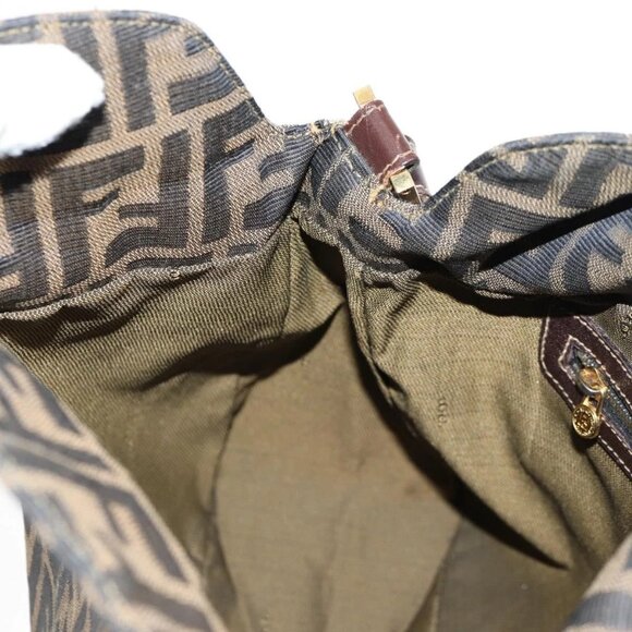 FENDI Zucca Canvas Shoulder Bag Black Brown gold Auth 129703 - Picture 12 of 16